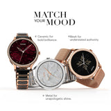 Noise Diva Araya Smartwatch for Women with AMOLED Display (850 Nits), 60 Precision-Set Crystals, Cycle Tracking, Skin Temperature, SOS with Live Location, 100+ Watch Faces - Iconic Silver