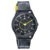 SF Quartz Analog Black Dial PU Strap Watch for Men 77007pp04