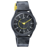 SF Quartz Analog Black Dial PU Strap Watch for Men 77007pp04