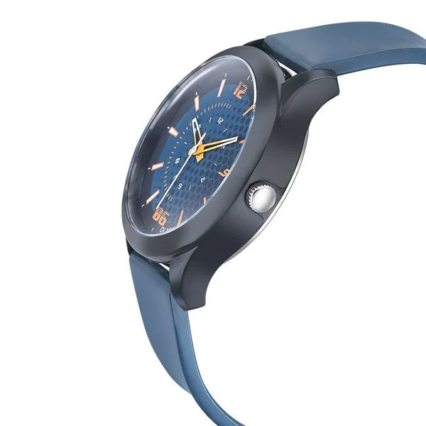SF Quartz Analog Blue Dial PU Strap Watch for Men 77007pp05 - KRISHNA WATCH COMPANY