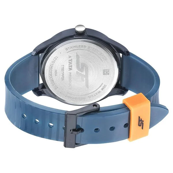 SF Quartz Analog Blue Dial PU Strap Watch for Men 77007pp05 - KRISHNA WATCH COMPANY