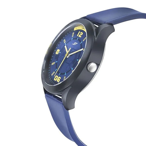 SF Quartz Analog Blue Dial PU Strap Watch for Men 77007pp06 - KRISHNA WATCH COMPANY