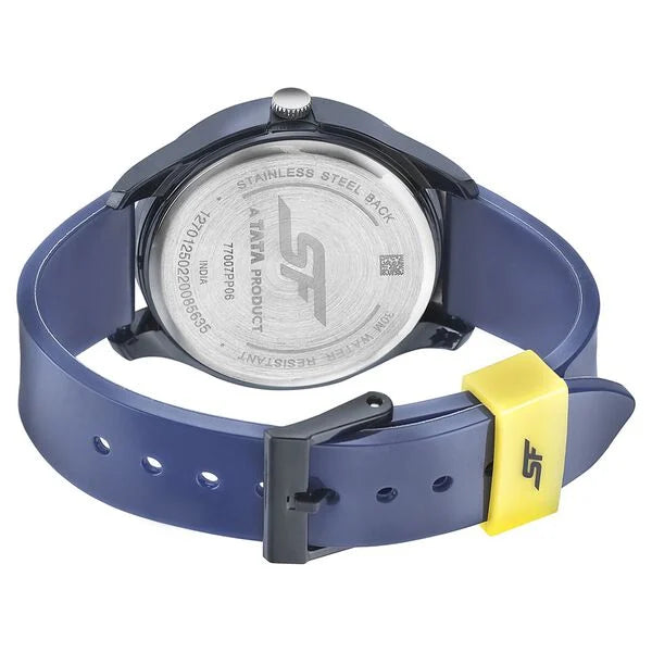 SF Quartz Analog Blue Dial PU Strap Watch for Men 77007pp06 - KRISHNA WATCH COMPANY