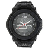SF Quartz Analog Digital Black Dial Plastic Strap Watch for Men 77027pp01