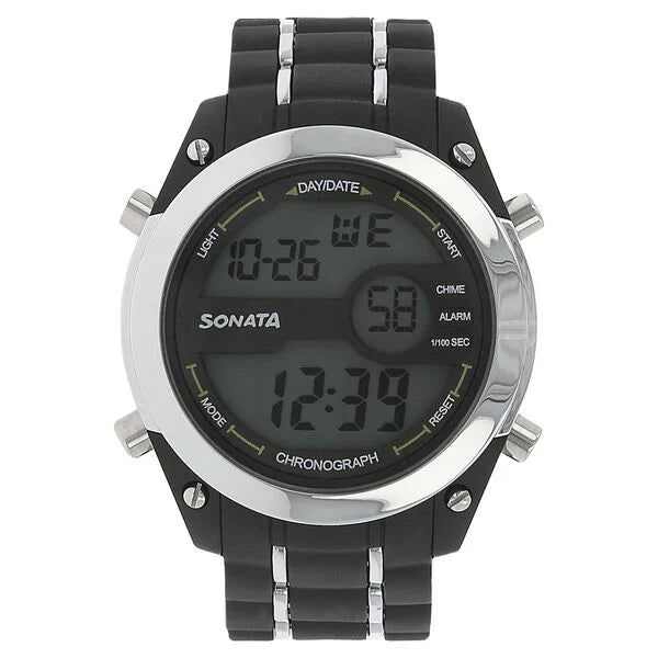 SF Digital Dial Black Plastic Strap Watch for Men 77034pp01
