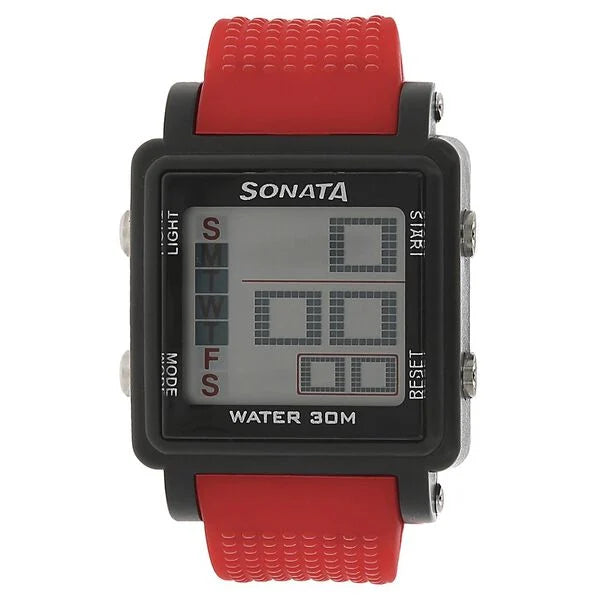 SF Digital Dial Red Plastic Strap Watch for Men 77043pp03 - KRISHNA WATCH COMPANY