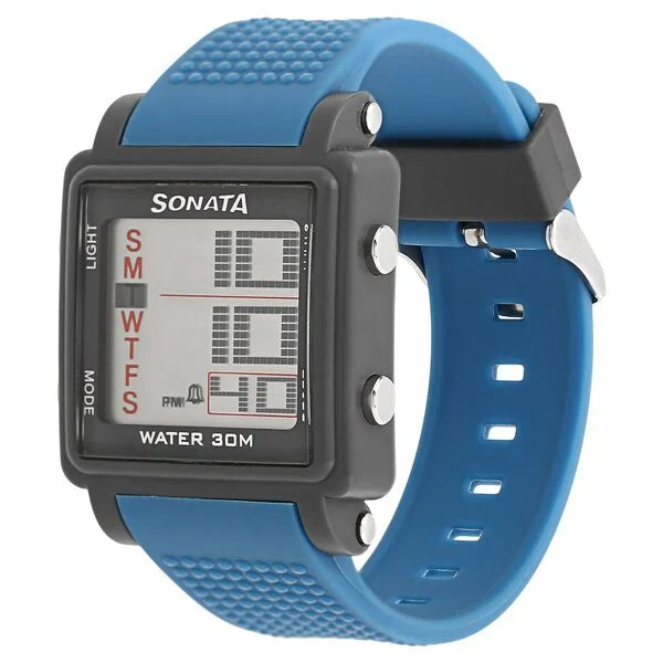 SF Digital Dial Blue Plastic Strap Watch for Men 77043pp04 - KRISHNA WATCH COMPANY