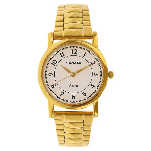 Sonata Quartz Analog White Dial Stainless Steel Strap Watch for Men - 77049YM03 - KRISHNA WATCH COMPANY