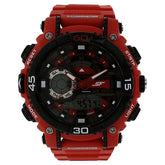 SF Quartz Analog Digital Black Dial Plastic Strap Watch for Men 77070pp02