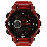 SF Quartz Analog Digital Black Dial Plastic Strap Watch for Men 77070pp02