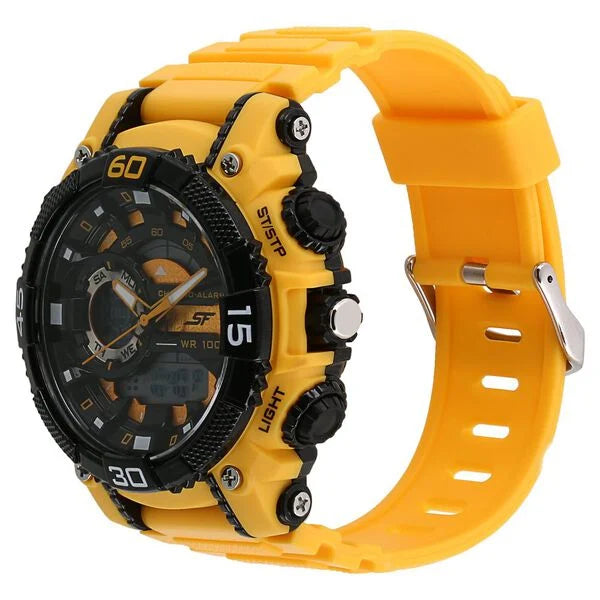 SF Xtreme Gears Quartz Digital Analog Digital Black Dial Yellow Plastic Strap Watch For Men 77070pp05 - KRISHNA WATCH COMPANY