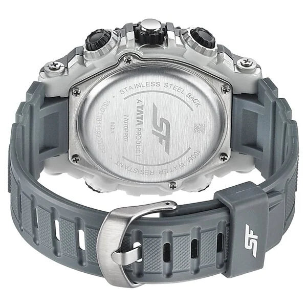 SF Quartz Analog Digital Grey Dial PU Strap Watch for Men 77070pp07 - KRISHNA WATCH COMPANY