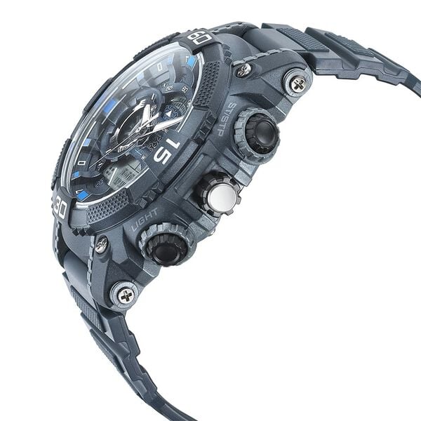 SF Quartz Analog Digital Blue Dial PU Strap Watch for Men 77070pp09 - KRISHNA WATCH COMPANY