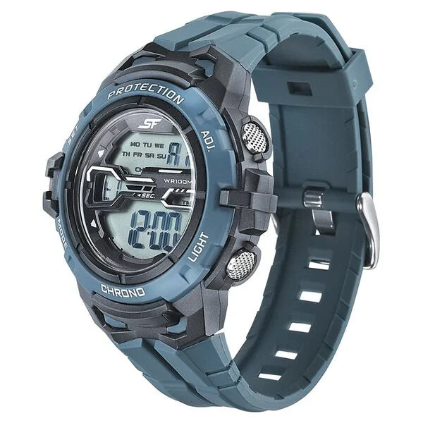 SF Digital Dial Blue Polyurethane Strap Watch For Men 77076pp05 - KRISHNA WATCH COMPANY