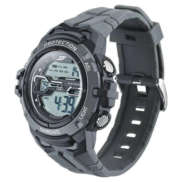 SF Digital Dial Grey PU Strap Watch For Men 77076pp06 - KRISHNA WATCH COMPANY