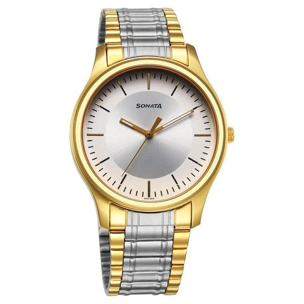 Sonata Traditional Essentials Quartz Analog Silver Dial Stainless Steel Strap Watch for Men 77082bm01 - KRISHNA WATCH COMPANY