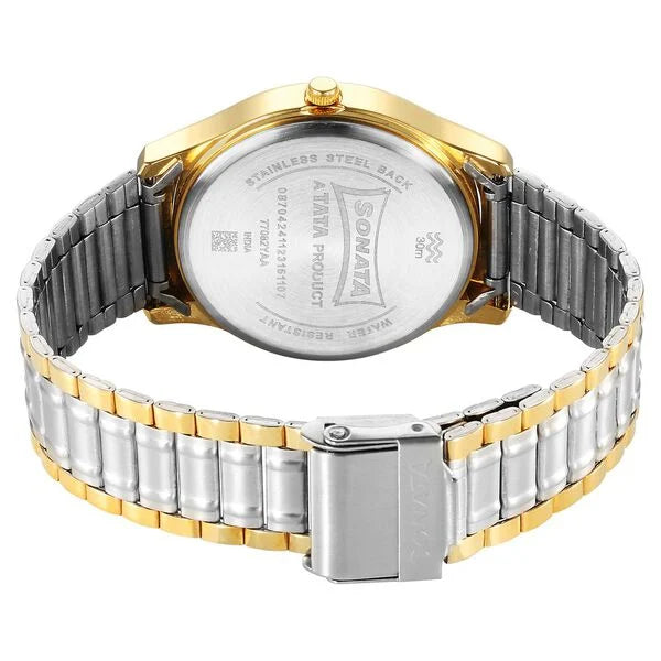Sonata Traditional Essentials Quartz Analog Silver Dial Stainless Steel Strap Watch for Men 77082bm01 - KRISHNA WATCH COMPANY