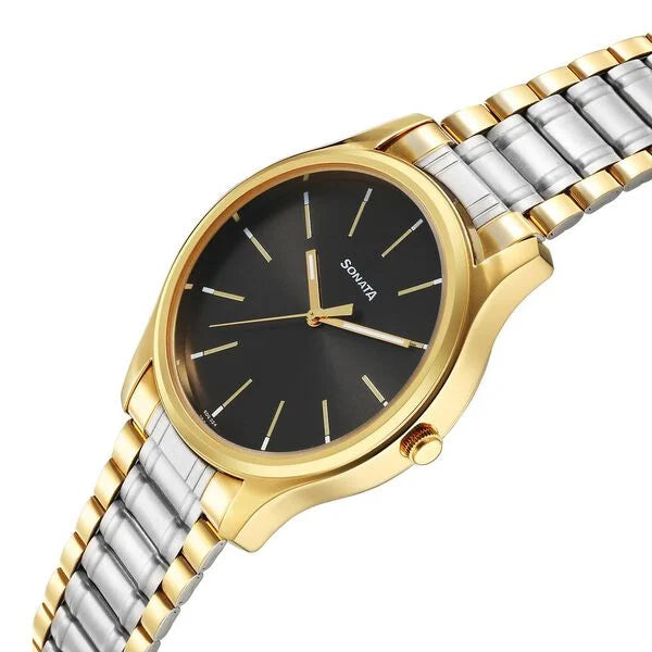 Sonata Traditional Essentials Quartz Analog Grey Dial Watch for Men - 77082BM02 - KRISHNA WATCH COMPANY