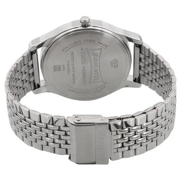 Sonata Quartz Analog Black Dial Watch for Men - 77082SM01 - KRISHNA WATCH COMPANY