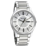 Sonata Quartz Analog with Day and Date Silver Dial Stainless Steel Strap Watch for Men 77082SM02W