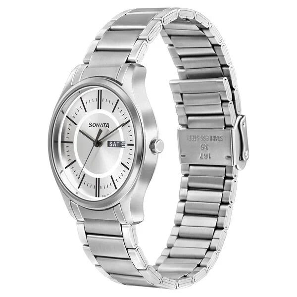 Sonata Quartz Analog Watch for Men - 77082SM02W - KRISHNA WATCH COMPANY