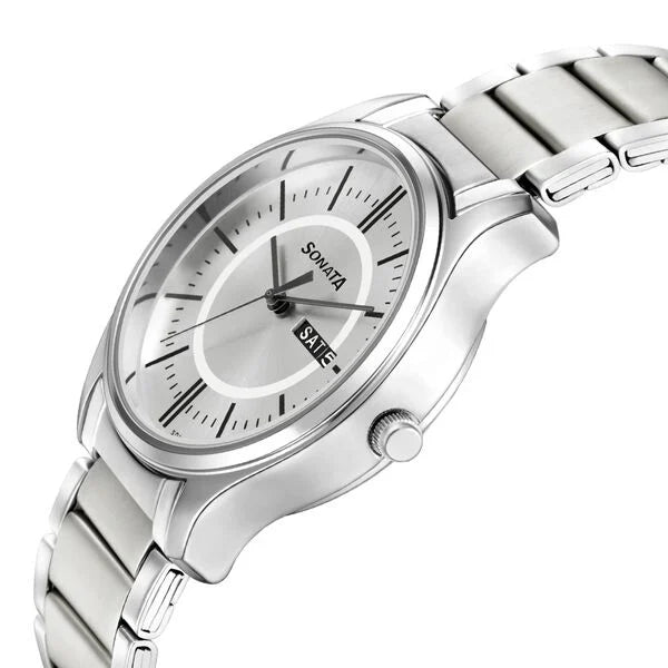 Sonata Quartz Analog Watch for Men - 77082SM02W - KRISHNA WATCH COMPANY