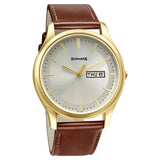 Sonata Quartz Analog with Day and Date Champagne Dial Leather Strap Watch for Men 77082yl06w - KRISHNA WATCH COMPANY