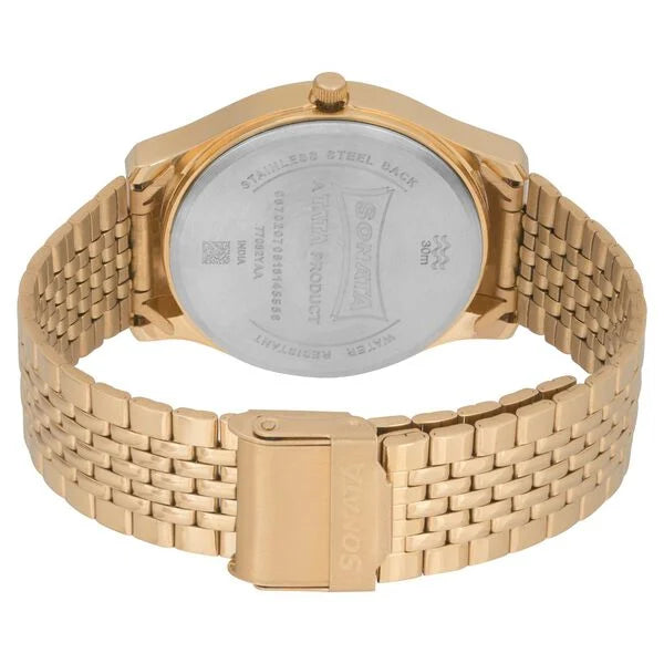 Sonata Quartz Analog Champagne Dial Watch for Men - 77082YM02 - KRISHNA WATCH COMPANY