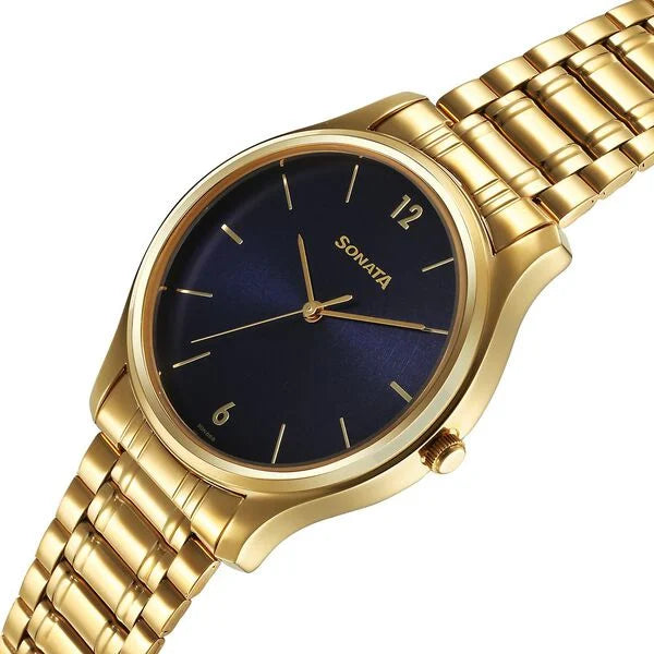 Sonata Quartz Analog Blue Dial Watch for Men - 77082YM07 - KRISHNA WATCH COMPANY