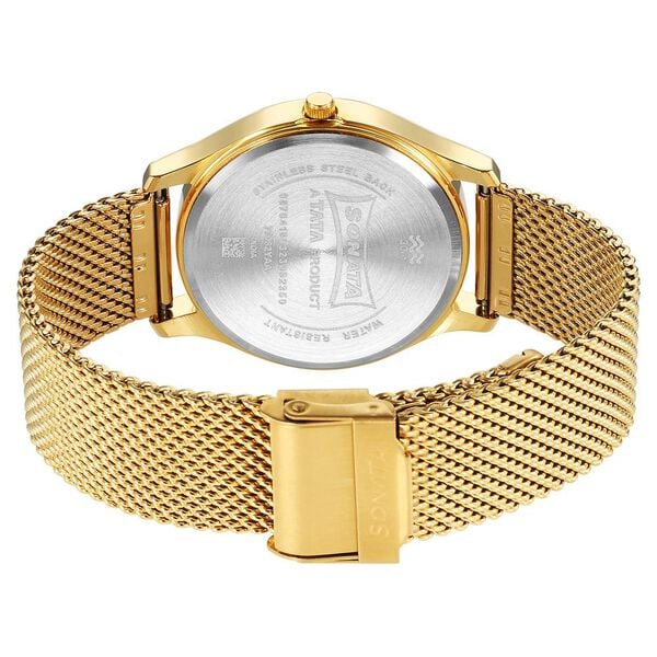 Sonata Quartz Analog Champagne Dial Watch for Men - 77082YM09 - KRISHNA WATCH COMPANY