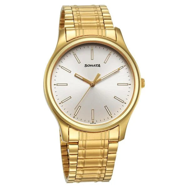 Sonata Traditional Essentials Quartz Analog Watch for Men - 77082YM10 - KRISHNA WATCH COMPANY