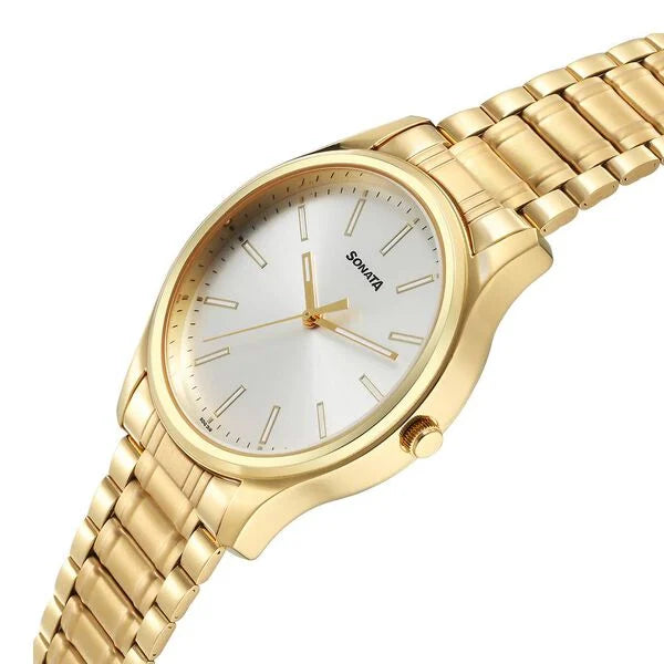 Sonata Traditional Essentials Quartz Analog Watch for Men - 77082YM10 - KRISHNA WATCH COMPANY