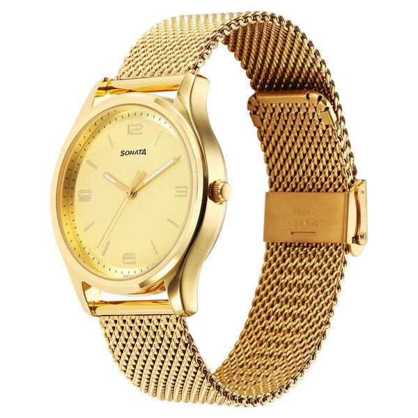 Sonata Traditional Essentials Quartz Analog Watch for Men - 77082YM13 - KRISHNA WATCH COMPANY