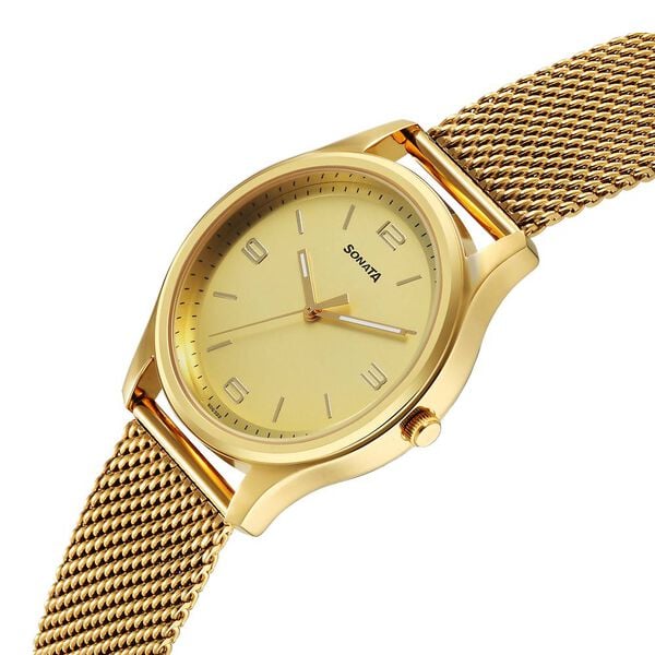 Sonata Traditional Essentials Quartz Analog Watch for Men - 77082YM13 - KRISHNA WATCH COMPANY