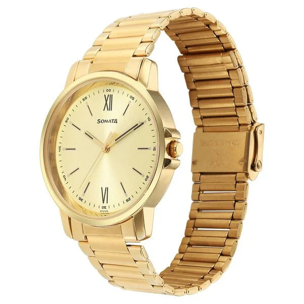 Sonata Traditional Essentials Quartz Analog Watch for Men - 77083YM05 - KRISHNA WATCH COMPANY