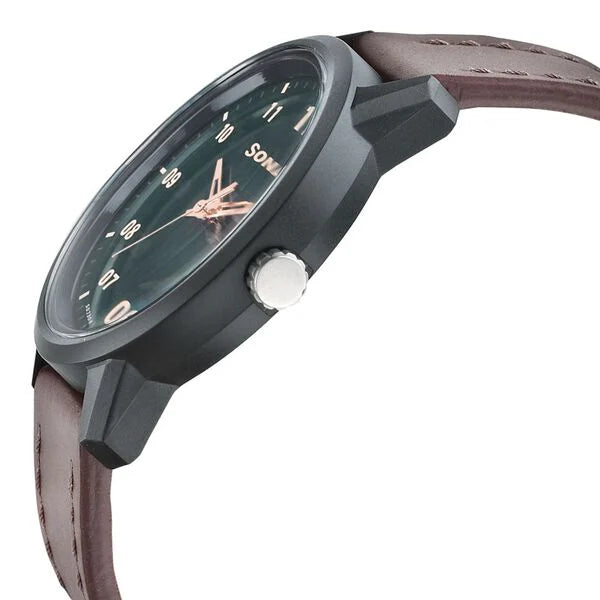 Sonata Quartz Analog Green Dial Leather Strap Watch for Men 77085pl02w - KRISHNA WATCH COMPANY