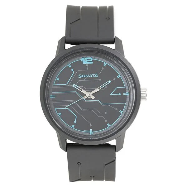 Sonata Quartz Analog Black Dial Plastic Strap Watch for Men 77085pp02w - KRISHNA WATCH COMPANY