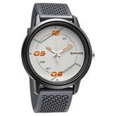 Sonata Quartz Analog PU Strap Watch for Men 77085pp09w