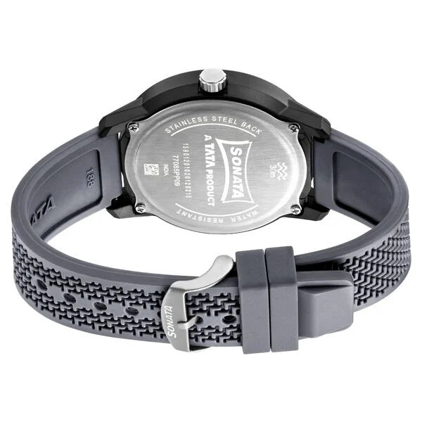 Sonata Quartz Analog PU Strap Watch for Men ns77085pp09w / 77085pp09 - KRISHNA WATCH COMPANY