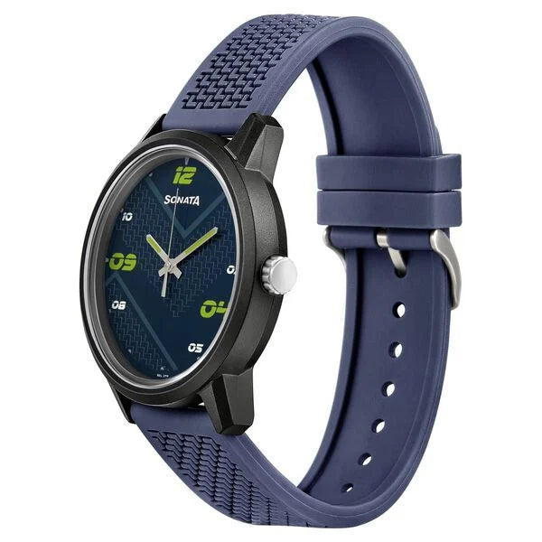 Sonata Quartz Analog PU Strap Watch for Men - 77085PP14W - KRISHNA WATCH COMPANY