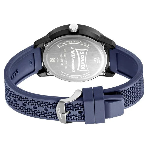 Sonata Quartz Analog PU Strap Watch for Men - 77085PP14W - KRISHNA WATCH COMPANY