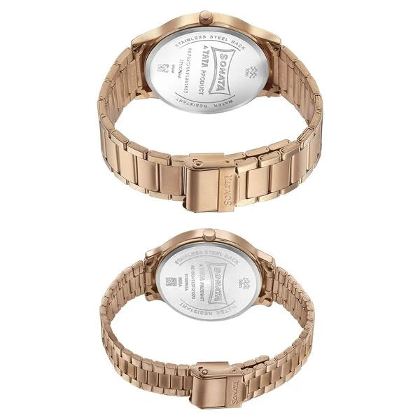 Sonata Modern Bandhan Quartz Analog Silver Dial Stainless Steel Strap Watch for Couple 7710587050wm02 - KRISHNA WATCH COMPANY