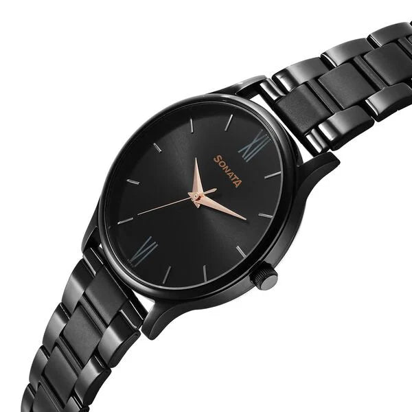 Sonata Aspire Quartz Analog Black Dial Stainless Steel Strap Watch for Men 77105nm03w - KRISHNA WATCH COMPANY