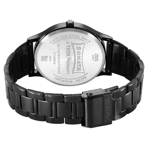 Sonata Aspire Quartz Analog Black Dial Stainless Steel Strap Watch for Men 77105nm03w - KRISHNA WATCH COMPANY