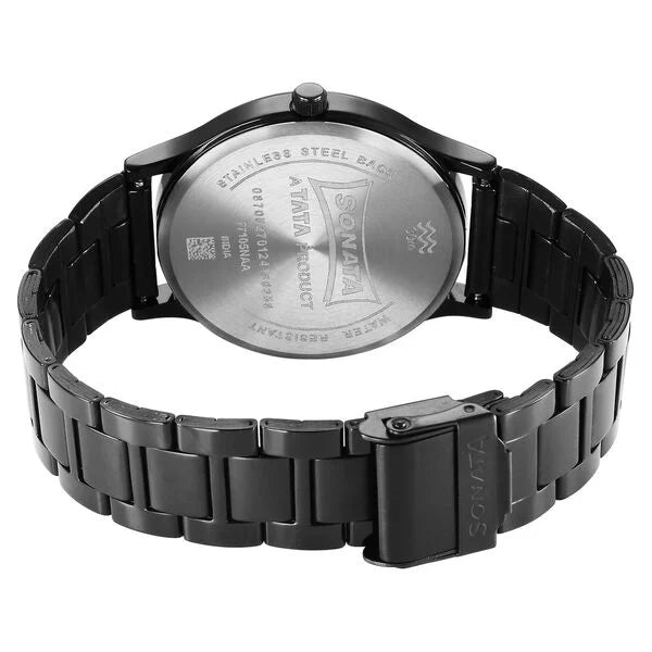 Sonata Aspire Quartz Analog Black Dial Watch for Men - 77105NM09W - KRISHNA WATCH COMPANY