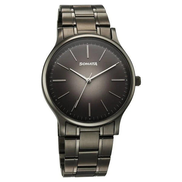 Sonata Aspire Quartz Analog Grey Dial Watch For Men - 77105QM07W - KRISHNA WATCH COMPANY