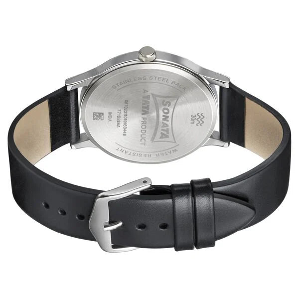 Sonata Smart Plaid Quartz Analog Watch for Men - 77105SL01W - KRISHNA WATCH COMPANY