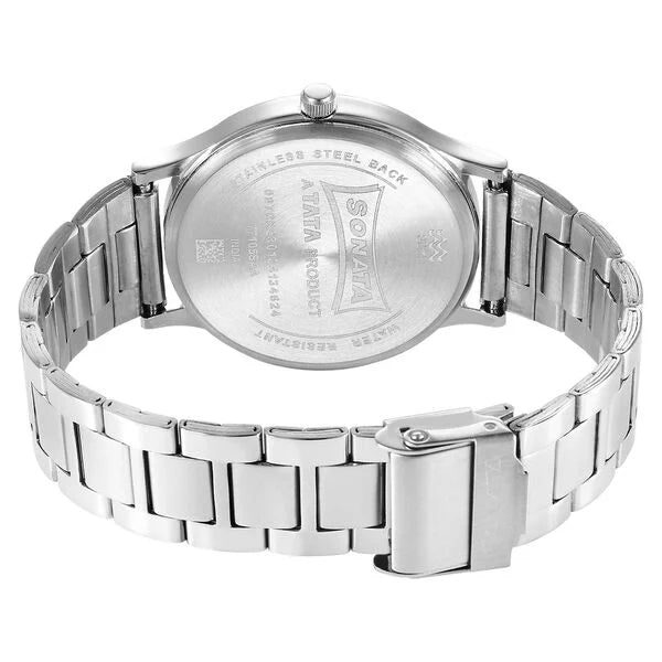 Sonata Aspire Quartz Analog Green Dial Stainless Steel Strap Watch for Men 77105SM13 - KRISHNA WATCH COMPANY
