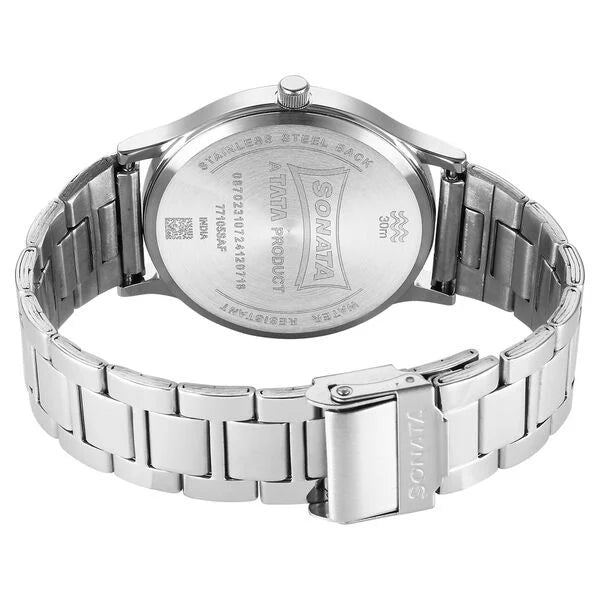Sonata Aspire Quartz Analog Off White Dial Stainless Steel Strap Watch For Men 77105sm17w - KRISHNA WATCH COMPANY