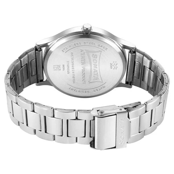 Sonata Aspire Quartz Analog Blue Dial Watch For Men - 77105SM18W - KRISHNA WATCH COMPANY